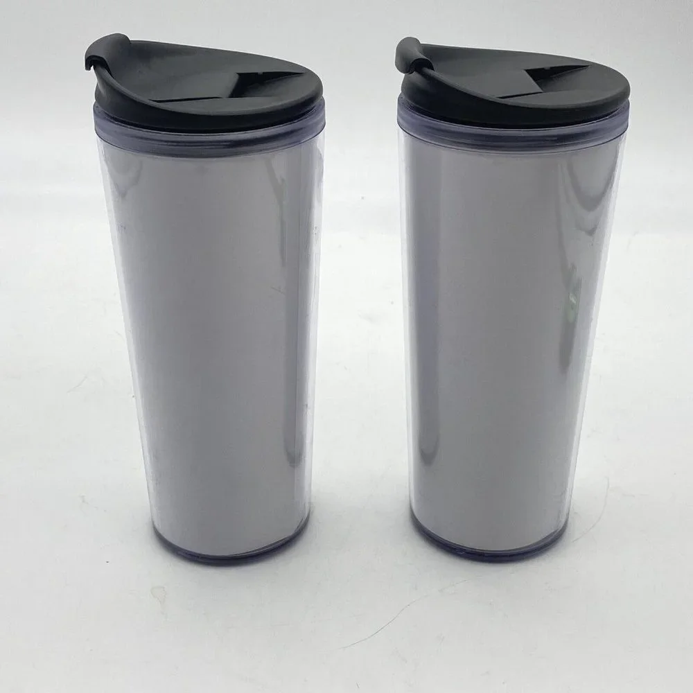 Starbucks‎ Coffee Travel Tumbler Mug 16oz Flip Top Lot of 2 Mermaid Spellout